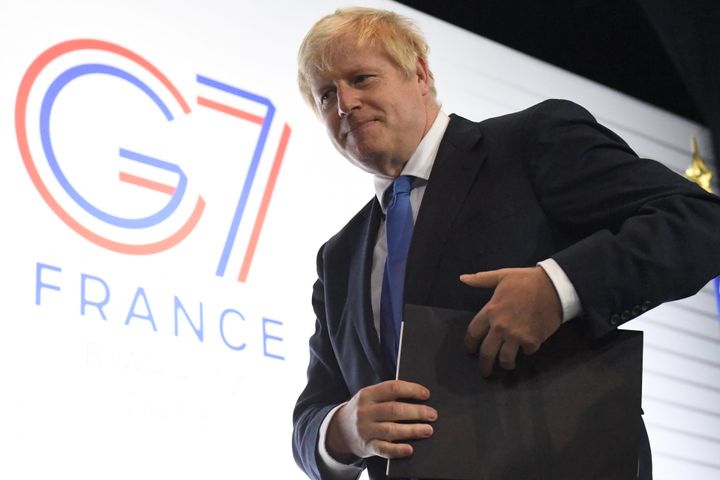 Prime Minister Boris Johnson during a press conference at the conclusion of the G7 summit in Biarritz, France.