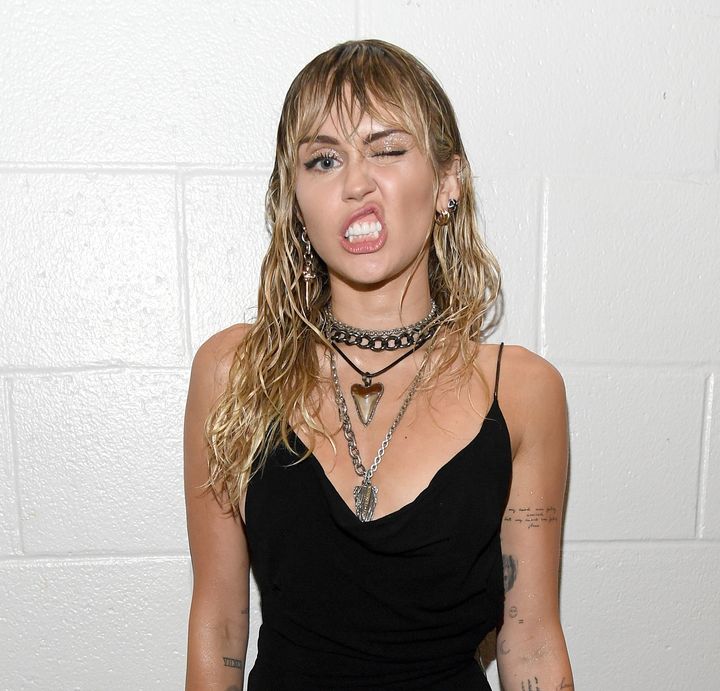 Miley Cyrus backstage during the 2019 MTV Video Music Awards at Prudential Center on August 26 in Newark, New Jersey.