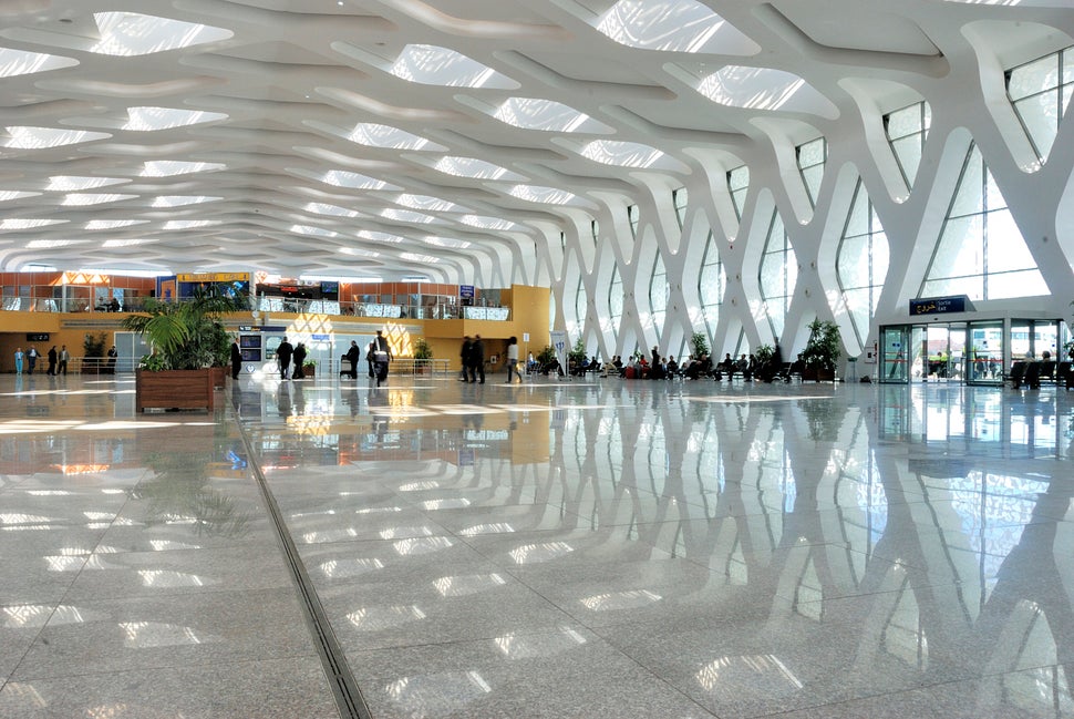 MARRAKESH,MOROCCO-MARCH 07,2009: Interior of the departure hall of the international airport of Marrakesh Menara in Morocco