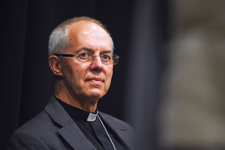 The Archbishop of Canterbury Justin Welby introduces the new Bishop of Dover, chaplain to the Commons Speaker Reverend Rose Hudson-Wilkin, to pupils at St George's School in Broadstairs.