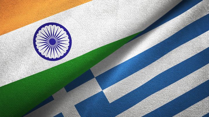 Greece and India flag together realtions textile cloth fabric texture
