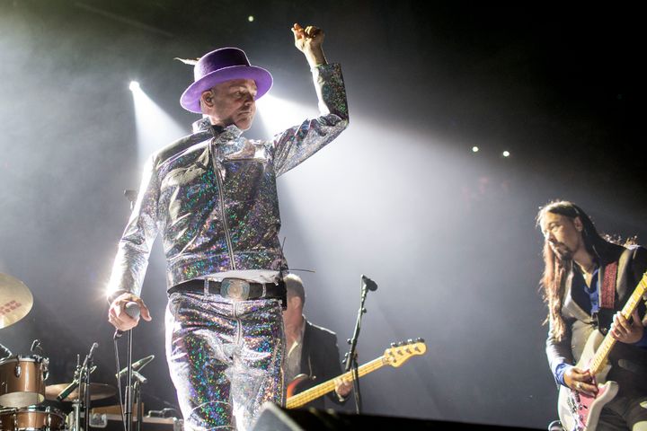 Gord Downie of The Tragically Hip performing at the Air Canada Centre in Toronto as part of the band's Man Machine Poem tour.