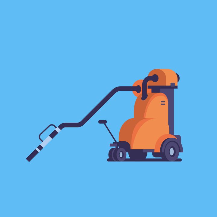 industrial vacuum cleaner icon professional cleaning service equipment concept flat blue background vector illustration