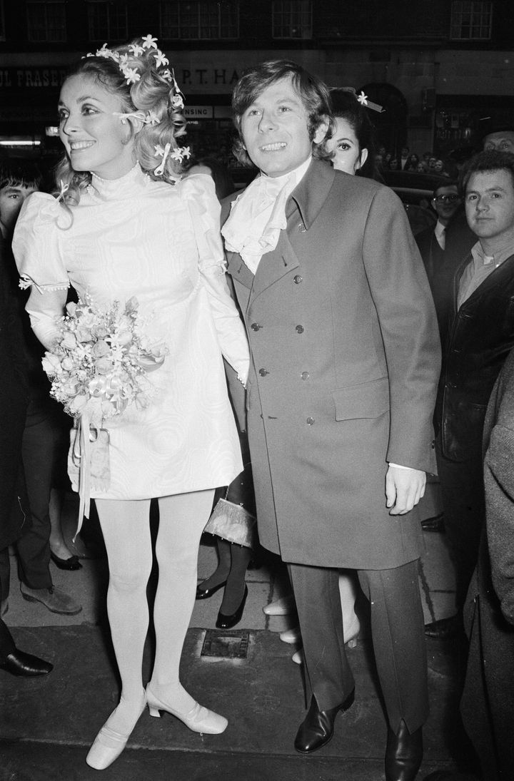 1968年1月に撮影された、シャロン・テートとロマン・ポランスキーの結婚式の様子。