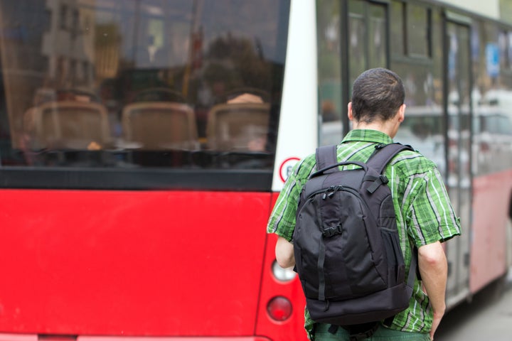 Tourists waiting for the bus