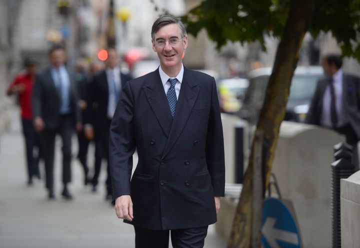 Leader of the House of Commons Jacob Rees-Mogg at the Royal Courts of Justice in London.