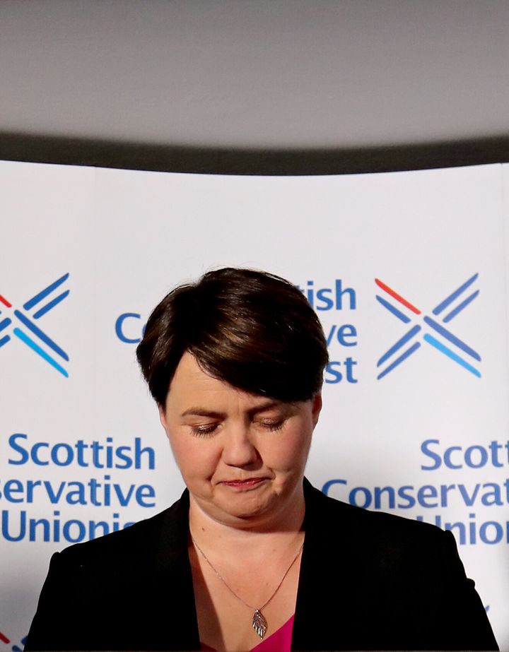 Leader of the Scottish Conservatives Ruth Davidson during a press conference at Holyrood Hotel in Edinburgh, following her announcement that she has resigned as leader of the Scottish Conservatives, saying holding the post had been the "privilege of my life". (Photo by Jane Barlow/PA Images via Getty Images)