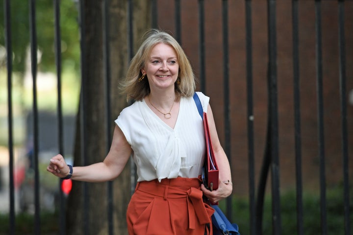 International Trade Secretary Liz Truss in Downing Street in London.