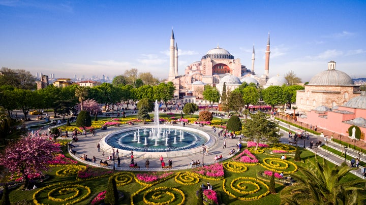 Aerial view of Hagia Sophia in Istanbul, Turkey