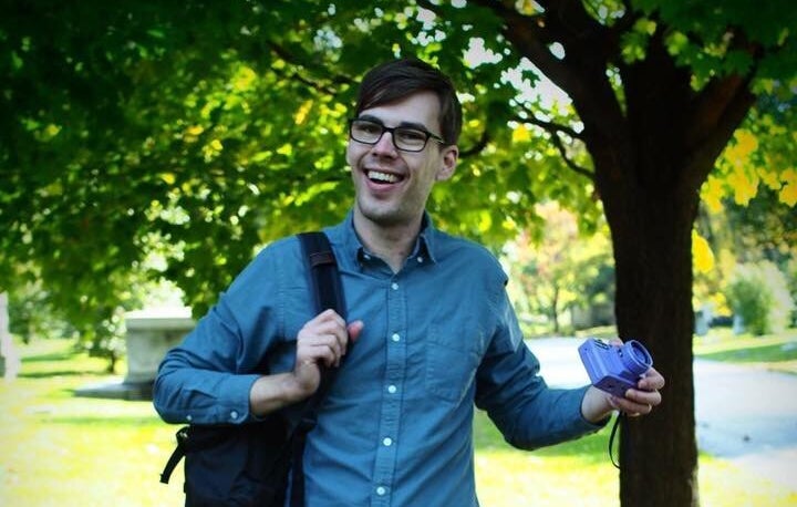 Matt taking a walk through a park in 2016. 