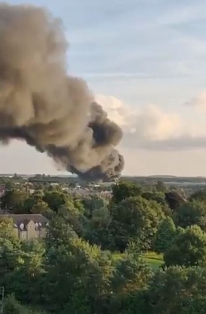 Thick black smoke over Peterborough as firefighters battle a large fire at a Hotpoint factory.