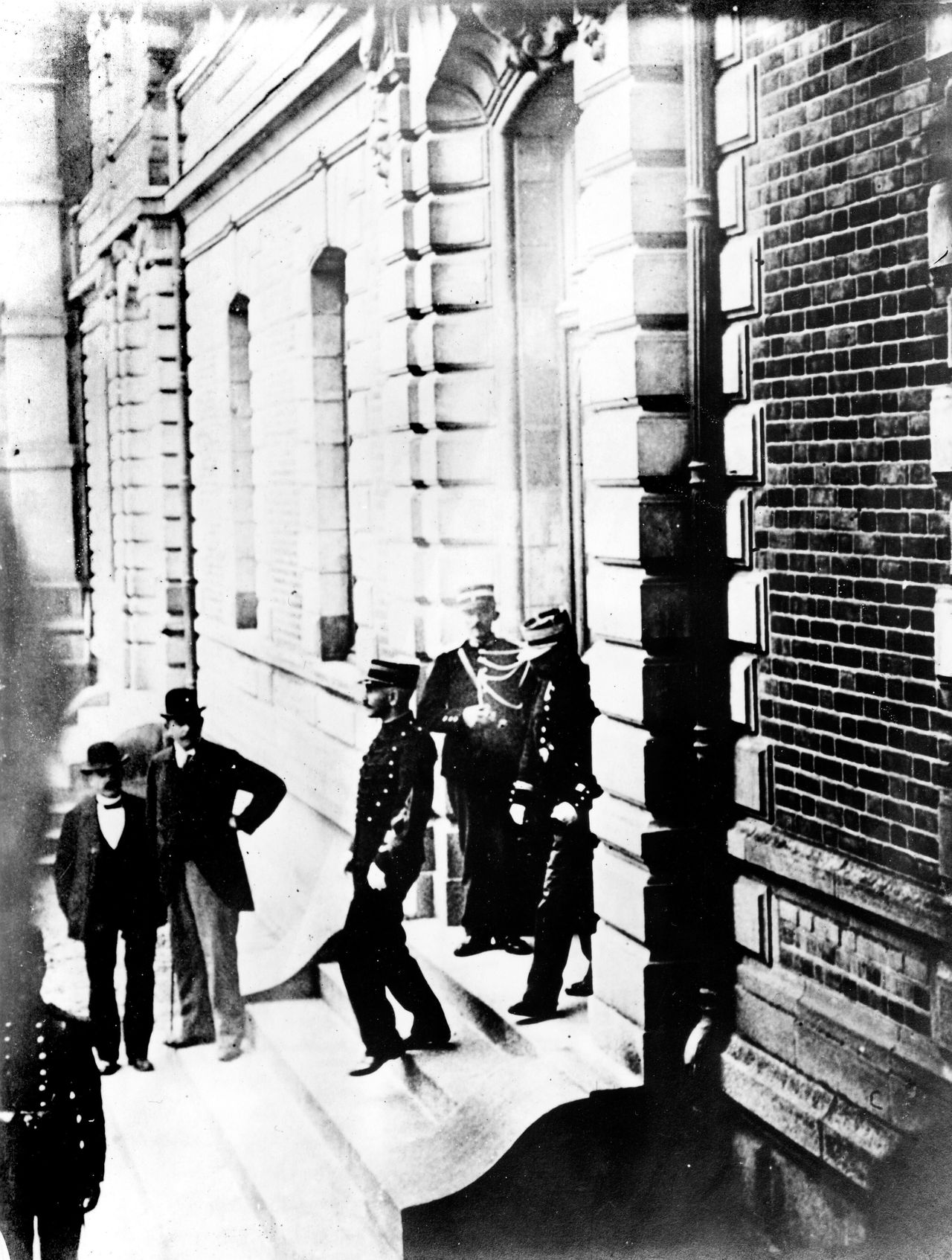 Alfred Dreyfus convicted of treason, here leaving the court, December 22nd, 1894. (Photo by: Photo12/Universal Images Group via Getty Images)