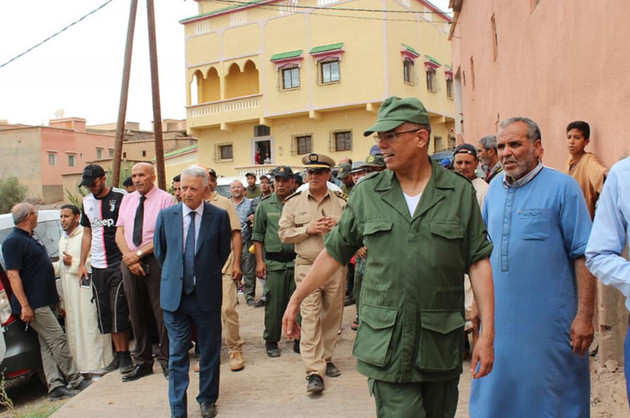 Le ministre du Tourisme, du Transport aérien, de l'Artisanat et de l'Economie Sociale et Solidaire Mohammed Sajid, lors des inondations à Taroudant, août 2018.