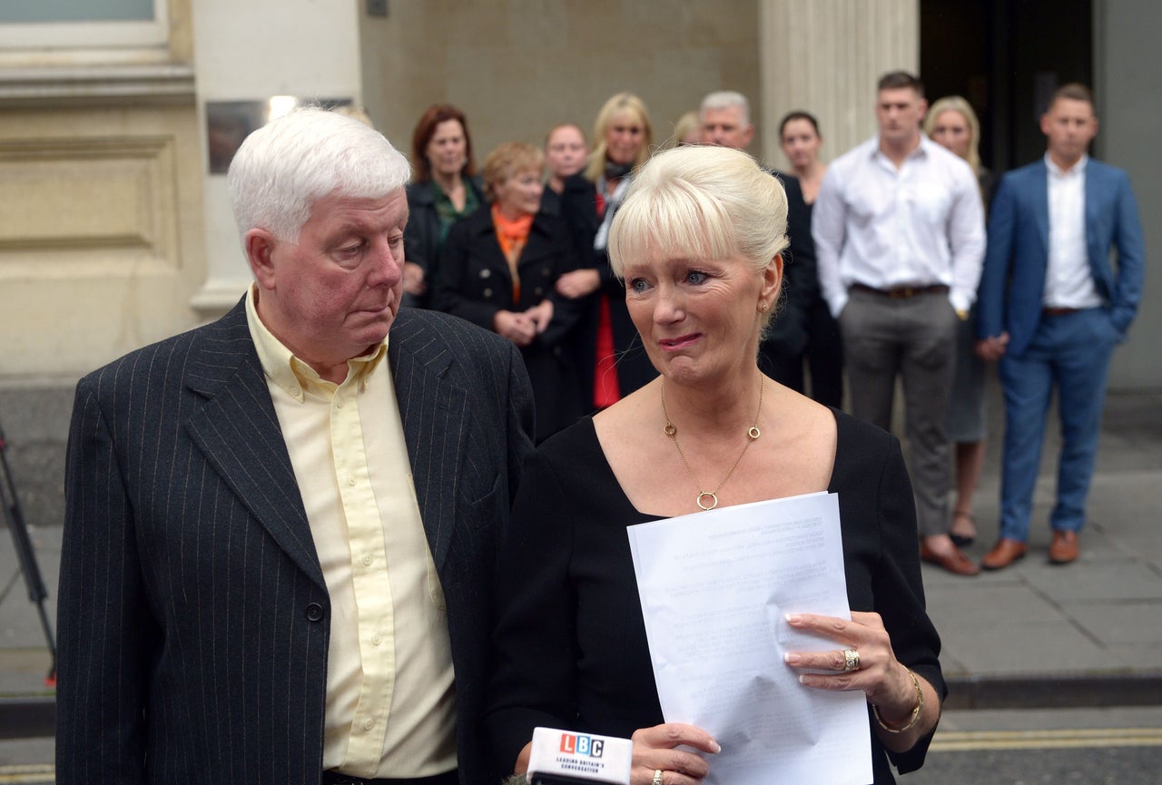 Karen Edwards outside Bristol Crown Court, after Christopher Halliwell was found guilty of her daughter's murder in 2016