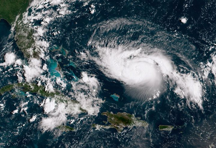 In this NOAA GOES-East satellite image, Hurricane Dorian, now a Cat. 2 storm with maximum sustained winds of 110 mph, gains strength as it tracks towards the Florida coast taken at 13:40Z August 30, 2019 in the Atlantic Ocean. According to the National Hurricane Center Dorian is predicted to hit Florida as a Category 4 storm over the Labor Day weekend. (Photo by NOAA via Getty Images)