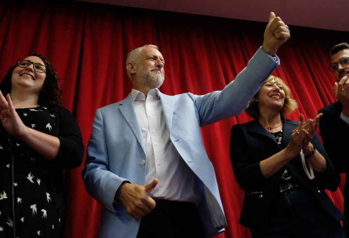 Labour leader Jeremy Corbyn attends a campaign day at the Alive and Kicking Project building in Glasgow .