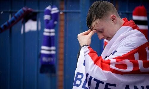Bury football fan after expulsion of the club from the Football League