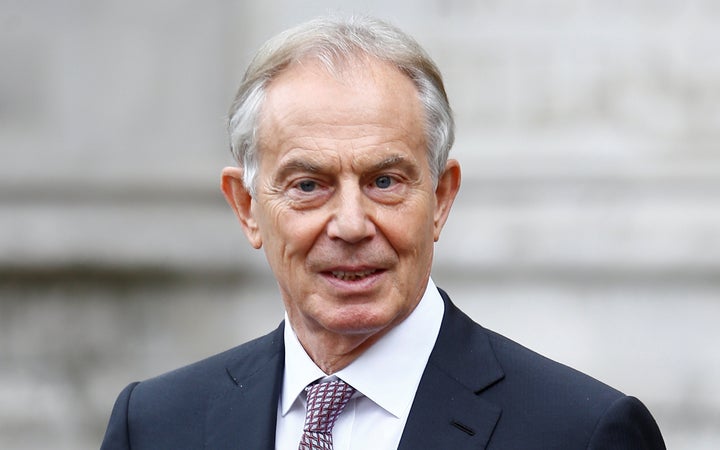 Former prime minister Tony Blair leaves following a service of thanksgiving for the life and work of former Cabinet Secretary Lord Heywood at Westminster Abbey in London.