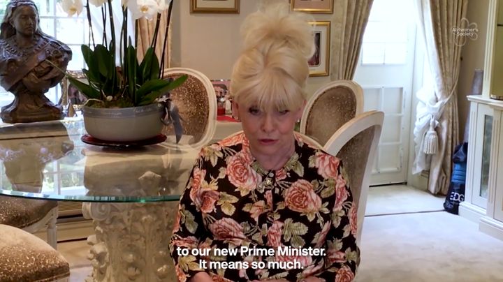 Barbara Windsor appears in a video thanking people for signing a dementia care petition