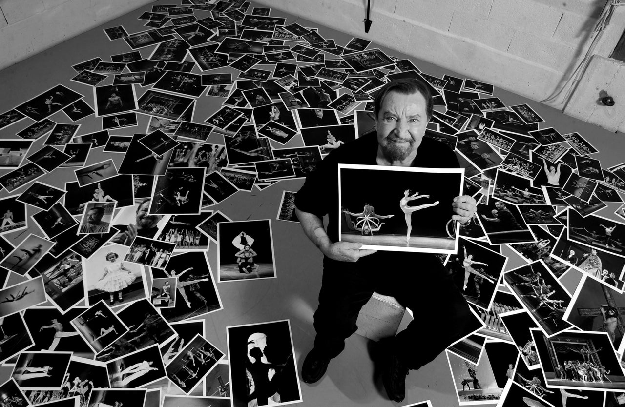 SWITZERLAND - MARCH 01: Maurice Bejart in Lausanne, Switzerland in March, 2004 - Bejart amongst pictures of ballets created. (Photo by Philippe PACHE/Gamma-Rapho via Getty Images)