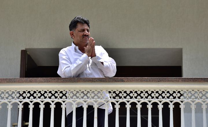 A 2017 photo of Shivakumar at his residence during I-Tax department raids at his houses and properties.