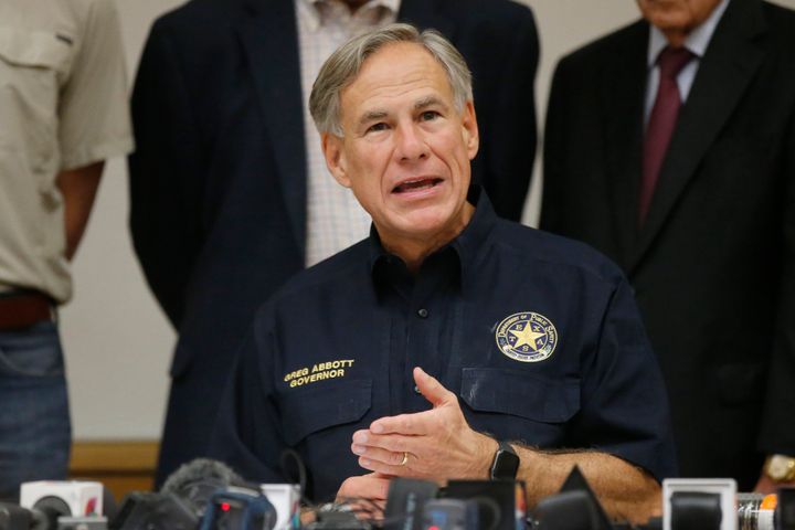 Texas Gov. Greg Abbott speaks during a Sept. 1 news conference concerning the mass shooting in Odessa, Texas.