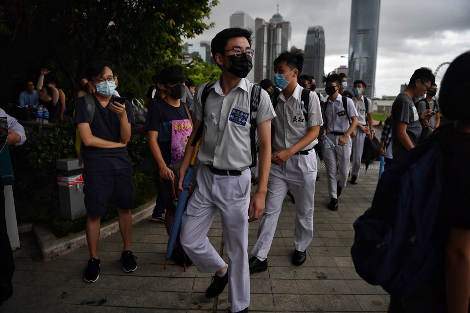 TOPSHOT - Protesters attend a rally at Tamar Park in Hong Kong on September 2, 2019, in the latest opposition...