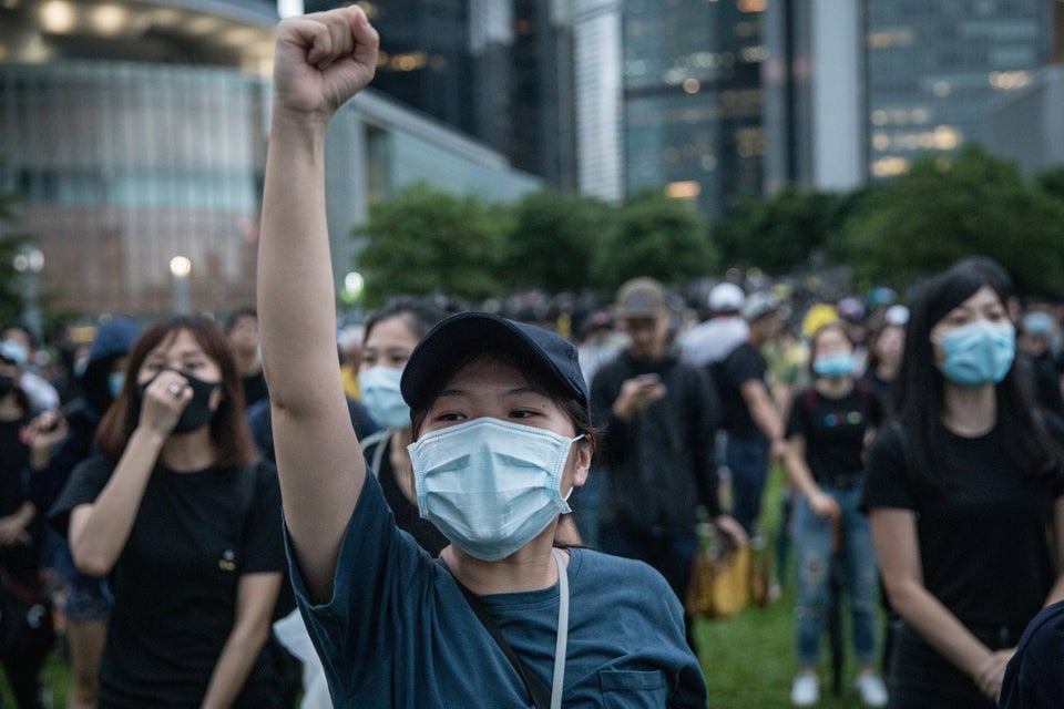 HONG KONG, CHINA - SEPTEMBER 02: Protesters take part in a school boycott rally at Tamer Park in Central...