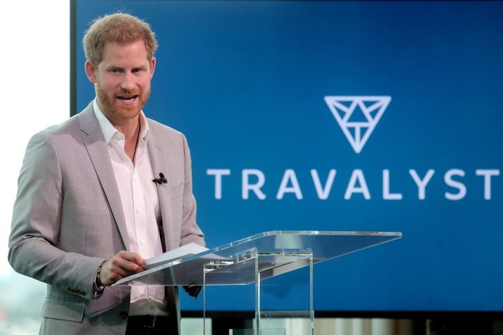 Harry announces a partnership between Booking.com, SkyScanner, CTrip, TripAdvisor and Visa called 'Travalyst' on Sept. 3 in A
