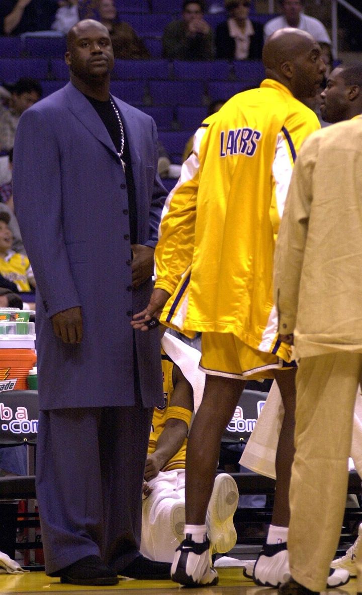 O'Neal during an April 8, 2000, game between the Los Angeles Lakers and the San Antonio Spurs at the Staples Center in Los Angeles.