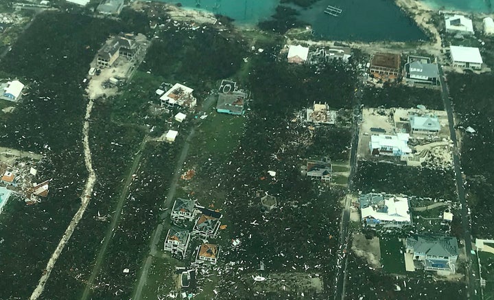 ABACO ISLAND, BAHAMAS - SEPTEMBER 3: In this handout aerial photo provided by the HeadKnowles Foundation, damage is seen from Hurricane Dorian on Abaco Island on September 3, 2019 in the Bahamas. The massive, slow-moving hurricane which devastated parts of the Bahamas with Category 5 force winds and heavy rains is expected to now head northwest and travel parallel to Florida’s eastern coast, according to the National Weather Service. (Photo by the HeadKnowles Foundation via Getty Images)