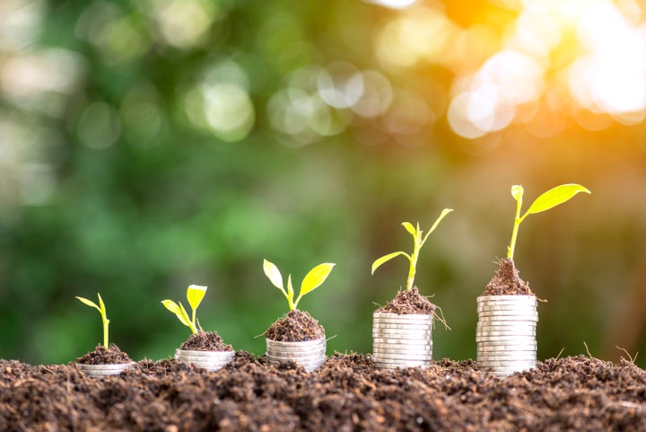 Money coins stack grow up to saving money