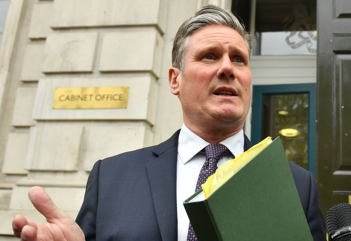 Shadow Brexit Secretary Sir Keir Starmer arriving at the Cabinet Office in Westminster for Brexit talks.