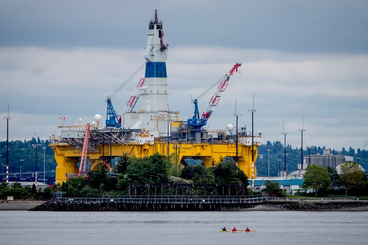 Congress in 2017 opened up a portion of the Arctic National Wildlife Refuge for oil development. A Shell oil drilling rig is seen in the Chukchi Sea.