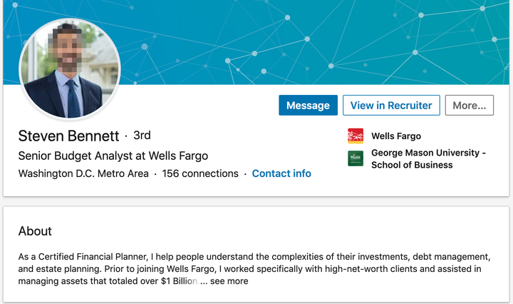 Steven Bennett: Not actually a Wells Fargo employee, a CFP, or a person connected to George Washington University's business school.