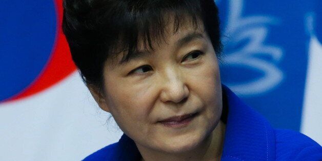 VLADIVOSTOK, RUSSIA - SEPTEMBER 3, 2016: South Korea's President Park Geun-hye gives a press conference...