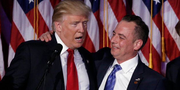 U.S. President-elect Donald Trump and Chairman of the Republican National Committee Reince Priebus (R)...