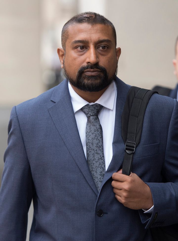 PC Avi Maharaj arriving at Westminster Magistrates' Court in London on Thursday 