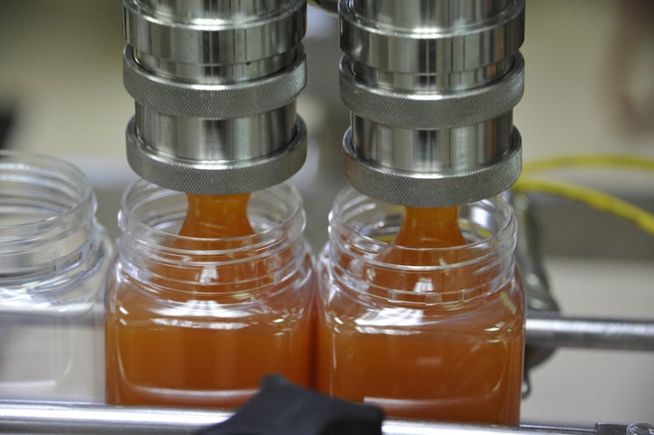 Manuka honey on the production line.