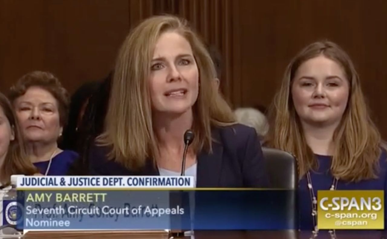 Amy Coney Barrett thinks Roe v. Wade was "an erroneous decision" and also is on Trump's short list for Supreme Court nominees. Cool, cool.