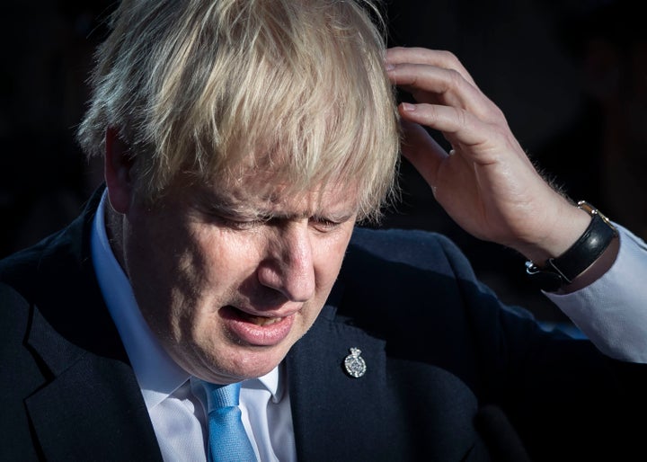 Prime Minister Boris Johnson making a speech during a visit to West Yorkshire after the government promised ??750 million in yesterday's spending review to fund the first year of a plan to recruit an extra 20,000 police officers.