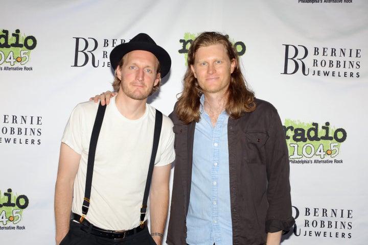 (L-R) Jeremiah Fraites and Wesley Schultz of The Lumineers pose at the Radio 104.5 12th Birthday Celebration June 2, 2019 at BB&T Pavilion in Camden, New Jersey.