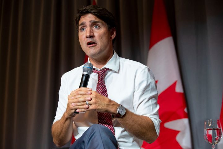 Prime Minister Justin Trudeau attends a Liberal Party fundraising event alongside Liberal MP Marco Mendicino in Toronto on Wednesday.