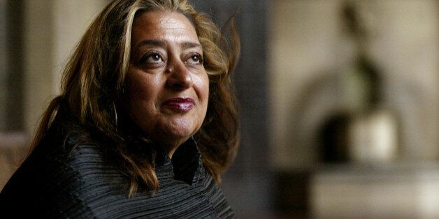 FILE- In this March 21, 2004 file picture, Iraqi-British architect Zaha Hadid poses in West Hollywood,...