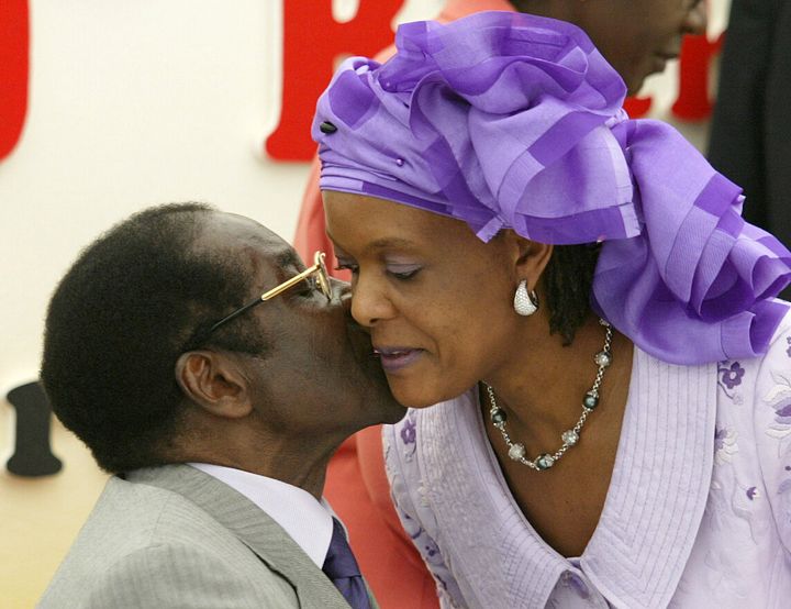 Robert Mugabe with his wife Grace in 2004 
