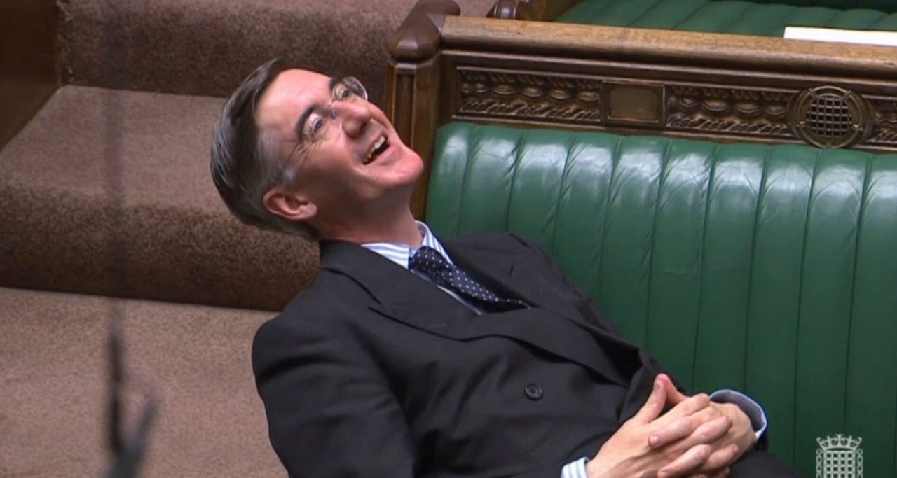 Jacob Rees-Mogg relaxing in the Commons on Tuesday night 