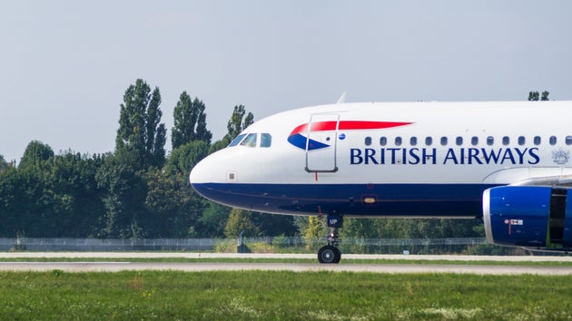 Boryspil, Ukraine - September 4, 2016: Close-up side view of passenger aircraft Airbus A320 by British Airways Copy Space. Airbus A320-232 (G-EUUP) in International Airport Boryspil after the landing from London Heathrow Airport.