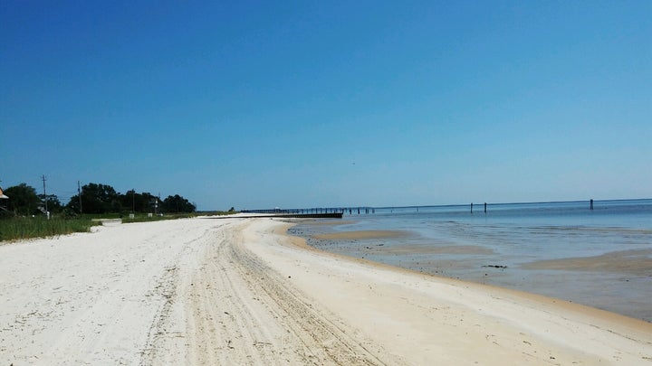 An empty beach in Waveland, Mississippi, on Sept. 6, 2019.