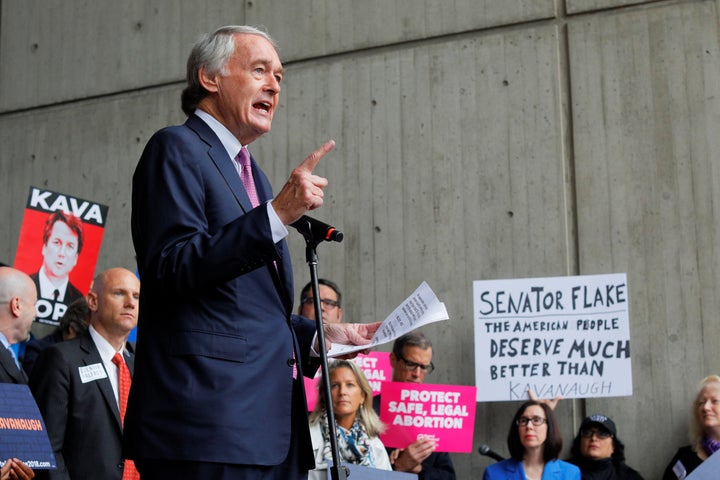 Sen. Ed Markey (D-Mass.) speaks at a really against Supreme Court nominee Brett Kavanaugh in October.