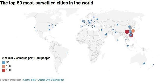 Οι πόλεις με τις περισσότερες κάμερες παρακολούθησης στον κόσμο (και η